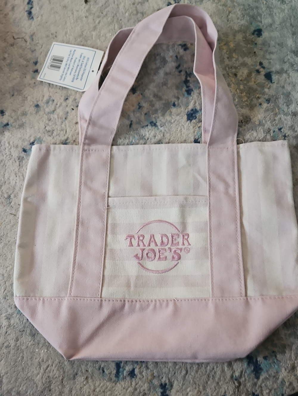Pink Stripe Canvas Tote Bag